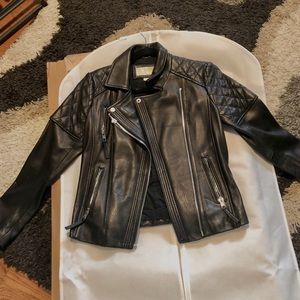 Michael Kors Women Leather Jacket Black Small